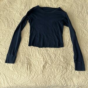 Navy Long Sleeve Crop Top
